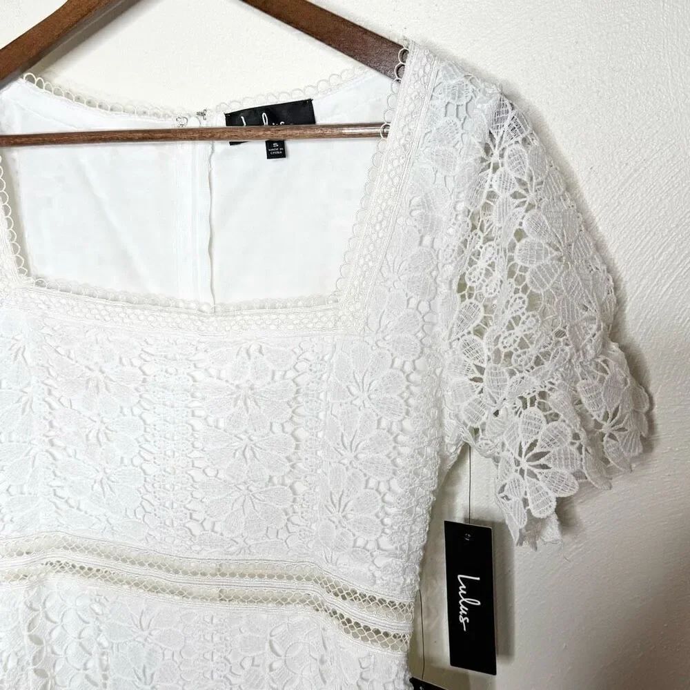 Lulu’s Live To Be Loved White Lace Midi Dress - Women’s US S - Picture 5 of 10